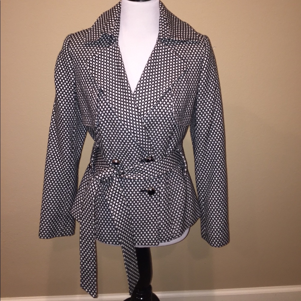 Black and white belted coat
