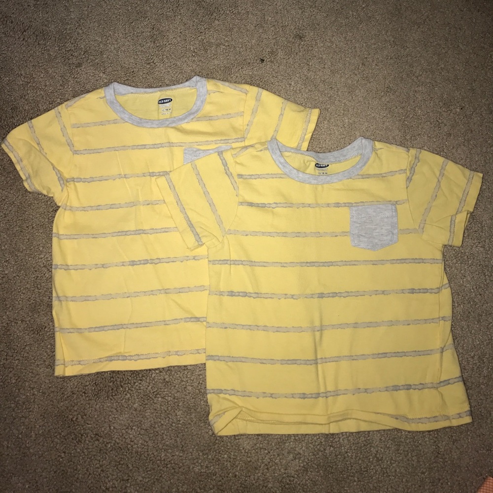 Matching Yellow and Gray Stripes Old Navy T-shirts