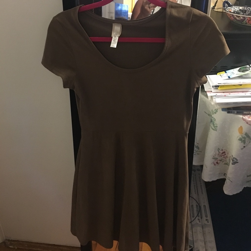 Olive/tan Soft sueded stretch minidress