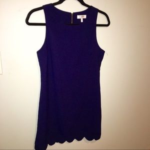 Monteau Navy Blue Scalloped Hem Dress