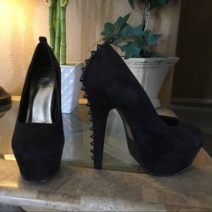 Suede black high heels