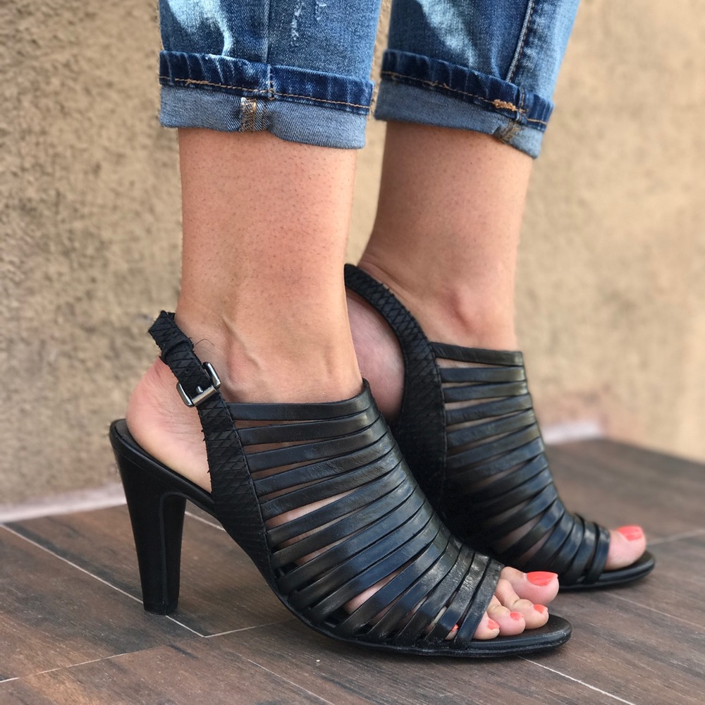 Distressed Open Toe Strappy Slingback Sandal