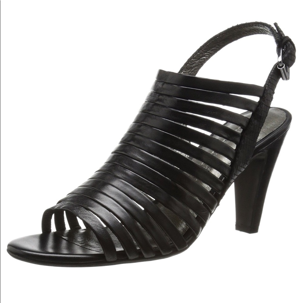 Distressed Strappy Leather Kitten Heel Sandals - Picture 5 of 7