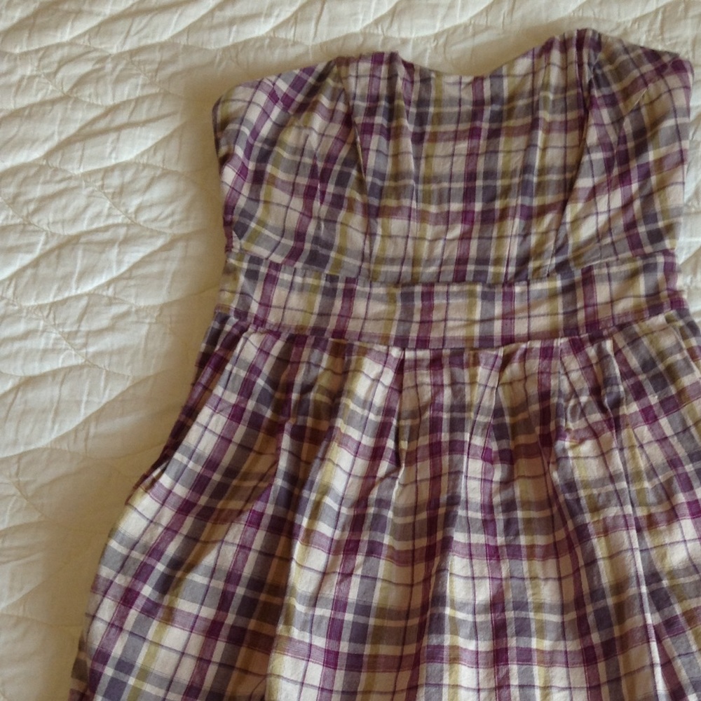 Plaid THML strapless dress