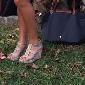 Michael Kors gold espadrille wedges