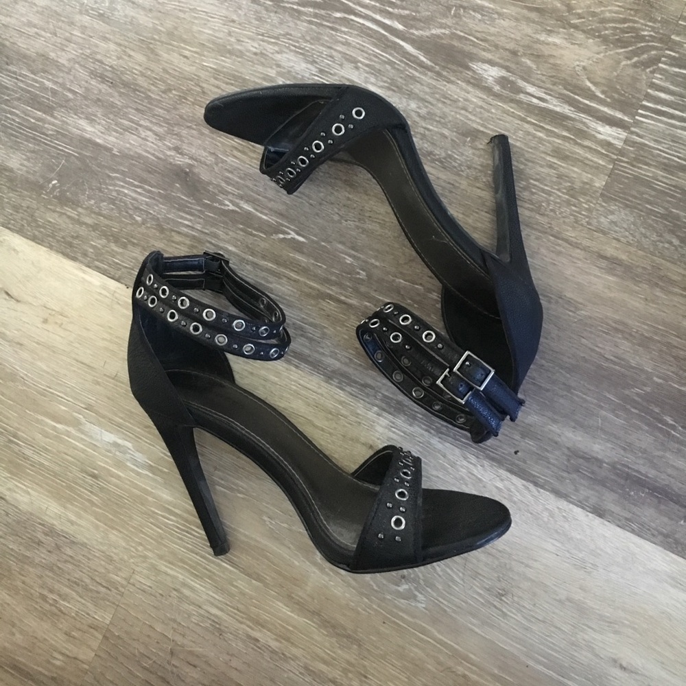 Black heels with double ankle strap