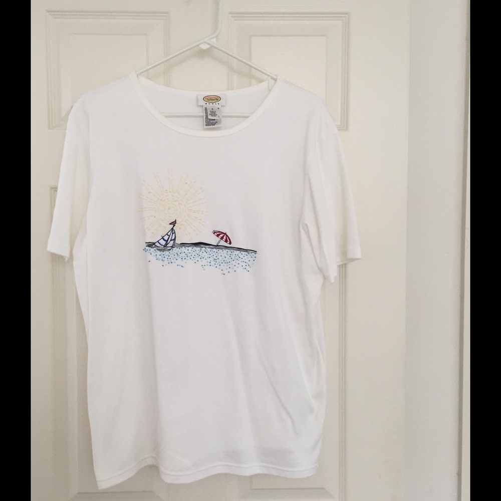 Talbots Plus Size T-Shirt With Beach Scene