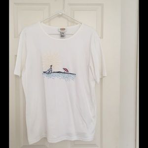 Talbots Plus Size T-Shirt With Beach Scene