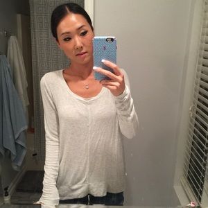 Matty M Slouchy stretchy tunic sweater-light grey