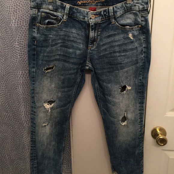 Arizona Jean Company Denim - Distressed Cropped Jeans
