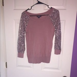 Pink American Eagle 3 quarter length sweater