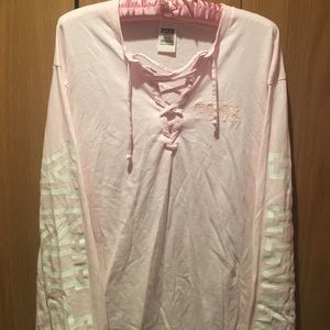 Light pink PINK by Victoria's Secret lace up neck