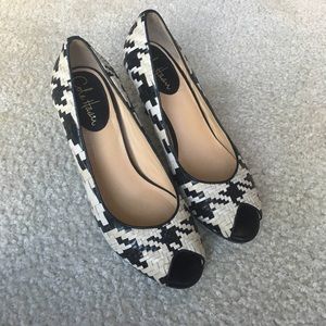 Cole Haan woven peep toe heels