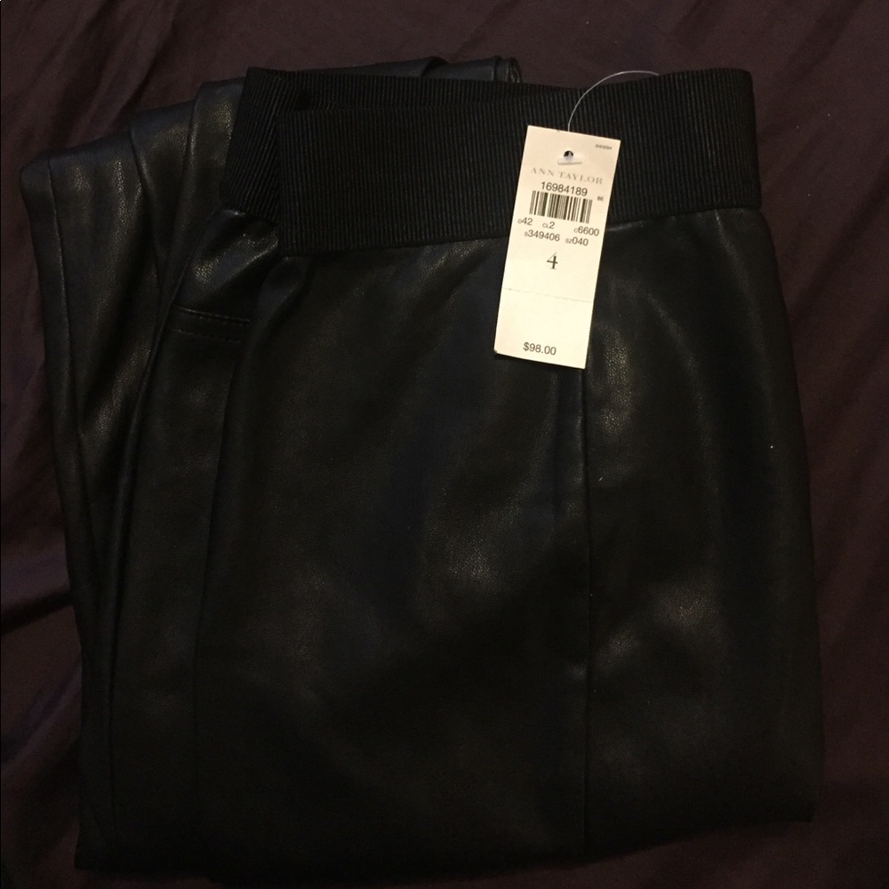 Ann Taylor Black faux leather leggings