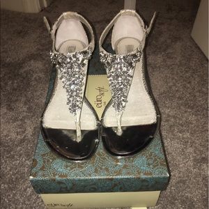 Alex marie low wedge silver evening shoe