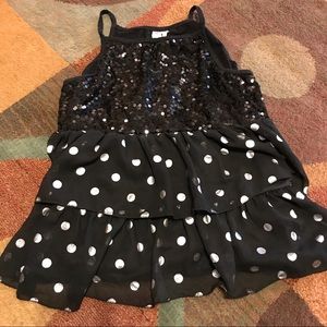 Justice black sequins and polka dot shirt