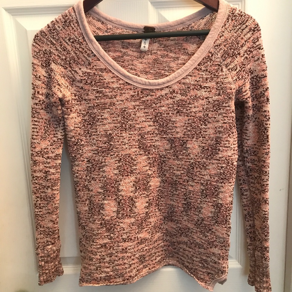 Free People Pink and Violet Knit Top