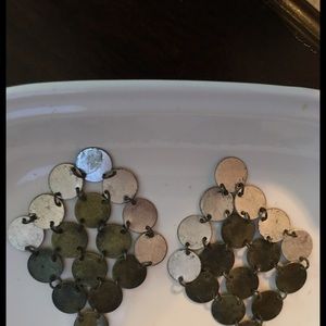 Boho bronzed, silver, gold tone earring+bracelet