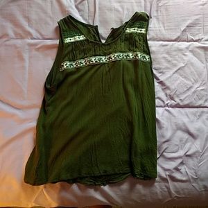 Green no sleeve blouse