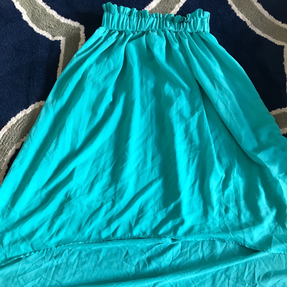 Teal high low midi skirt