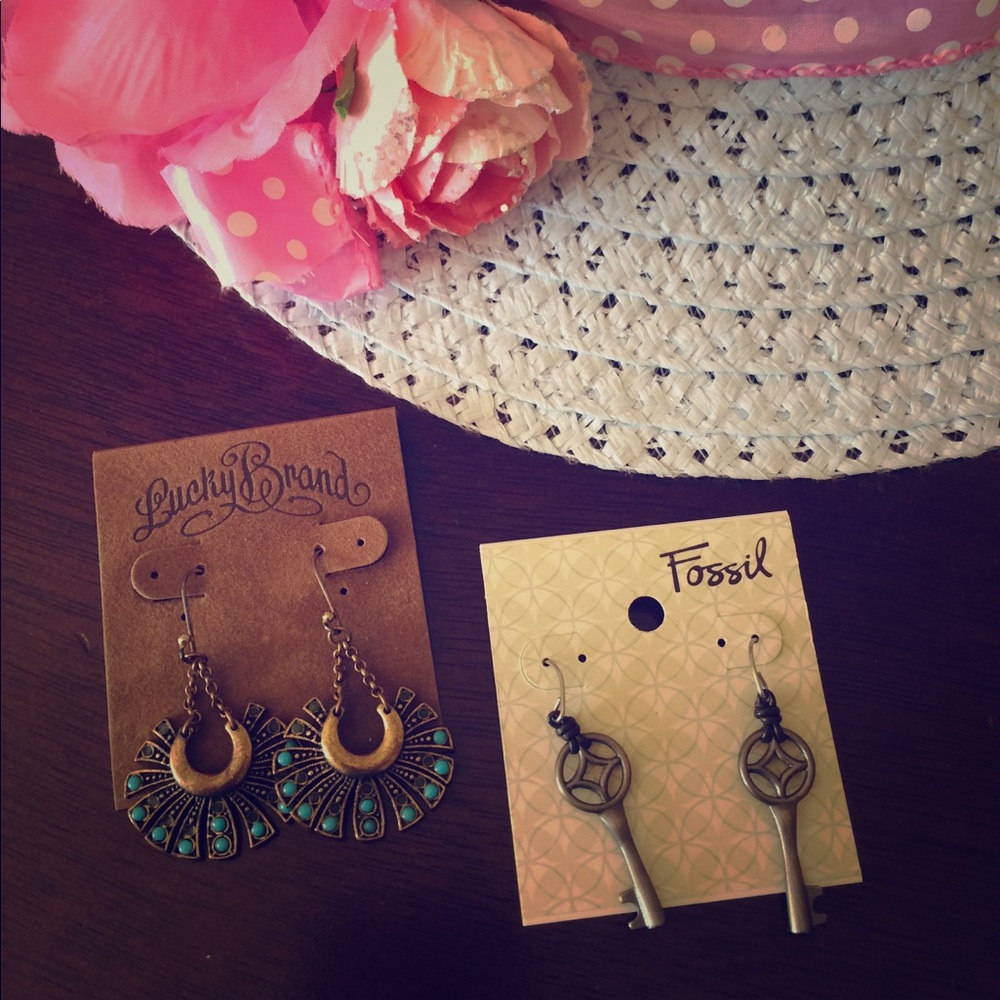 Fossil,Lucky Brand Earrings and J.Lo Necklace