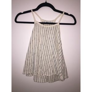 Zara White/Blue Striped Knit Muscle Tank