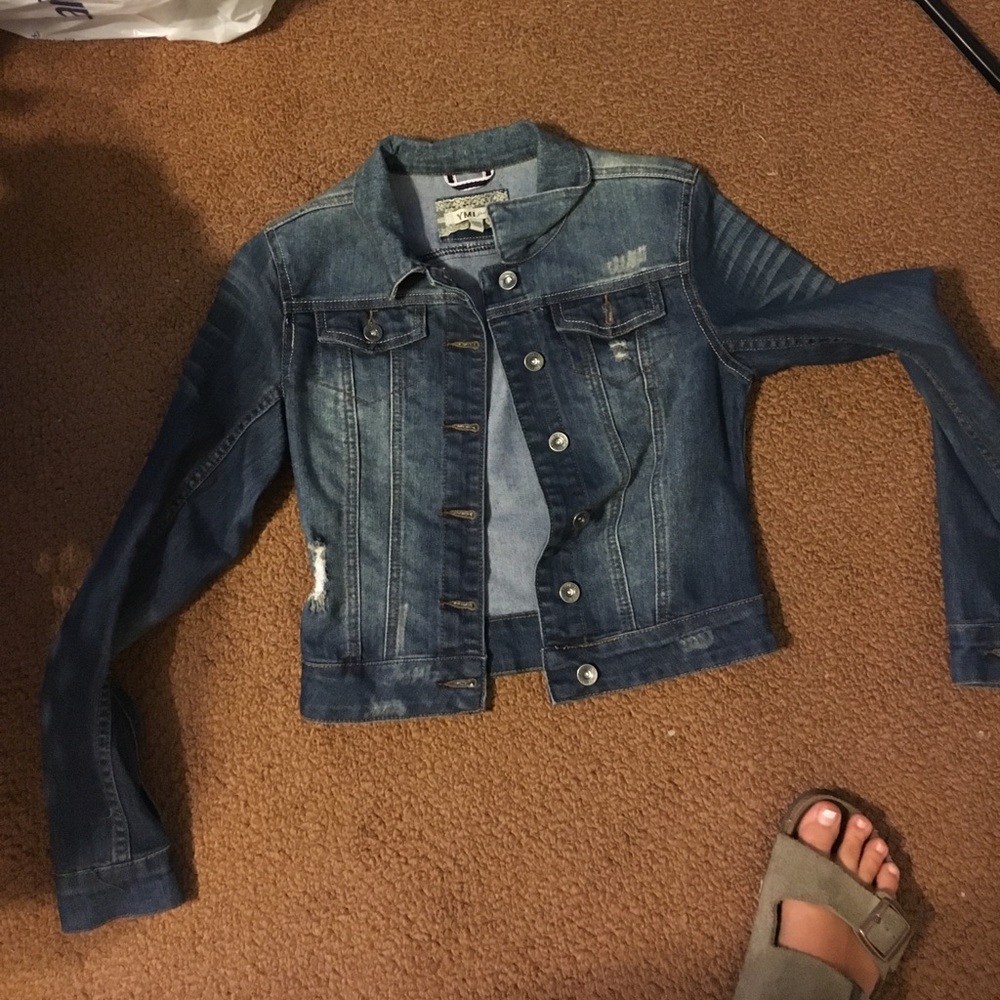 Distressed jean jacket