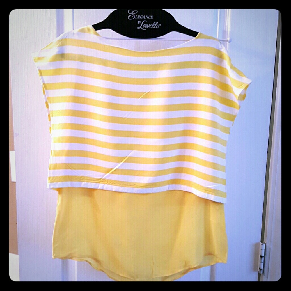 Zara striped yellow and white top