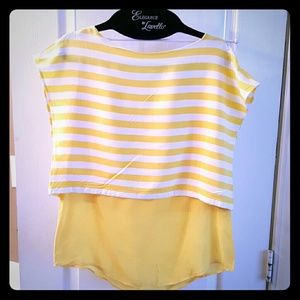 Zara striped yellow and white top
