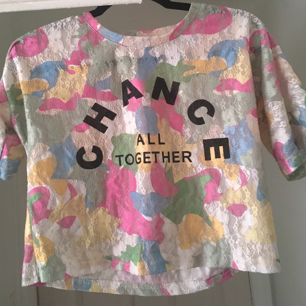 Super cute floral laced crop top! Pastel!