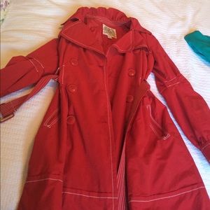 ❤️FALL!! Tie waist trench coat-stylish red!