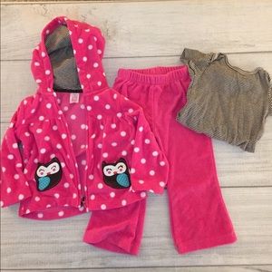 Girls 18m Carter's Fleece Owl 3 pc. Outfit