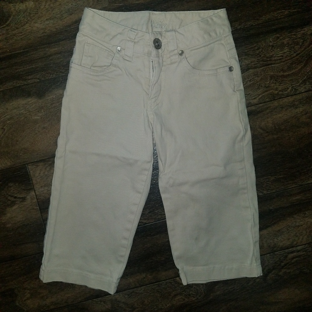 JUSTICE Girls 6 Slim Khaki Denim Capris NWOT