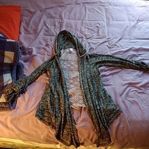 Lacey gray cardigan.