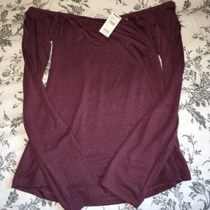 (SOLD) Maroon burgundy off the shoulder top