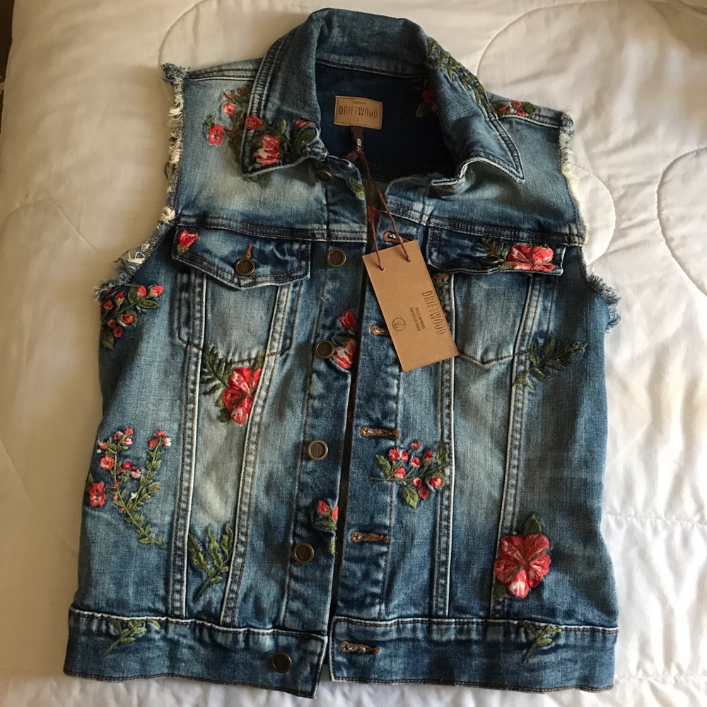 Driftwood Denim Embroidered Vest