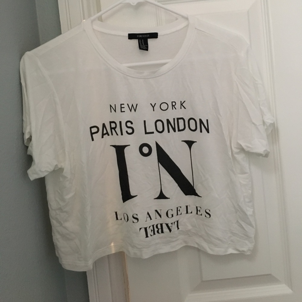 White Graphic Crop Top