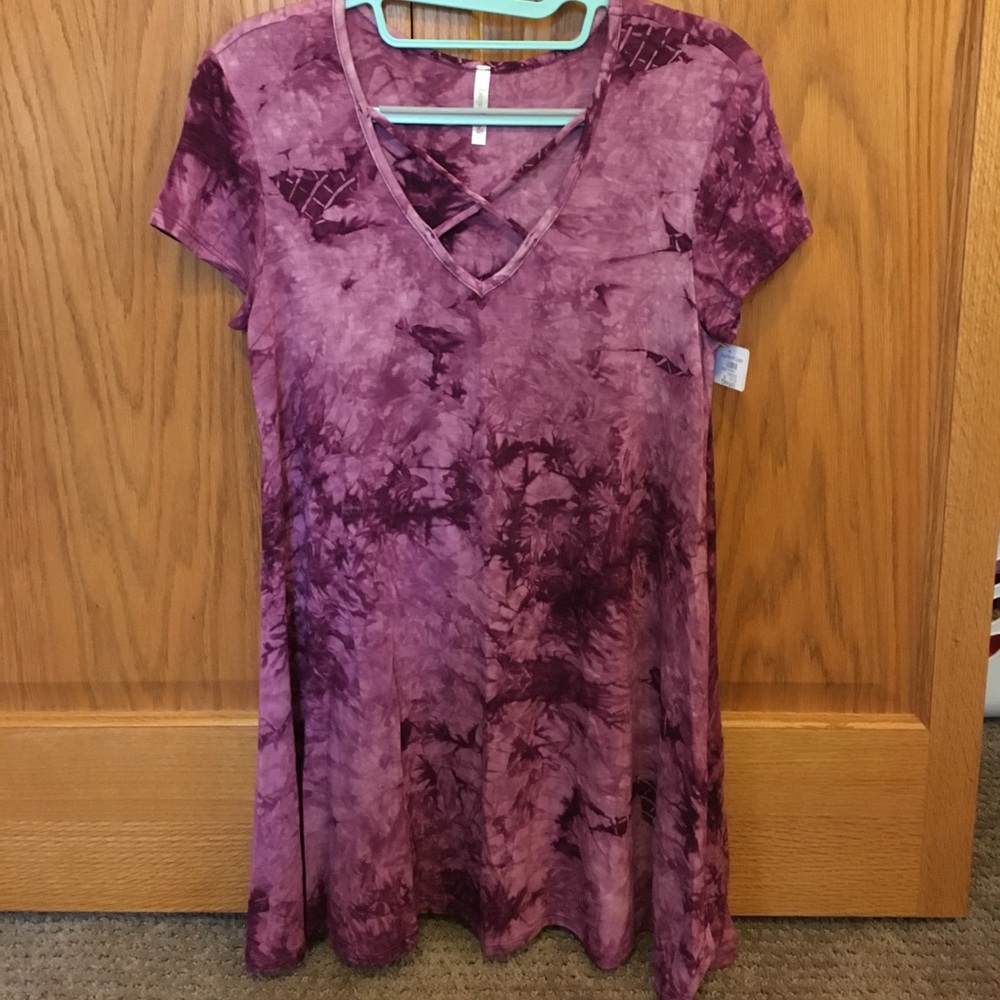 Plum tie dye cross neck dress
