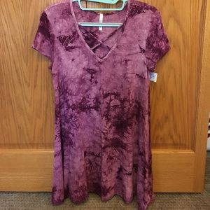 Plum tie dye cross neck dress