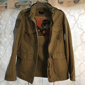 OBEY military jacket with ties to accentuate waist