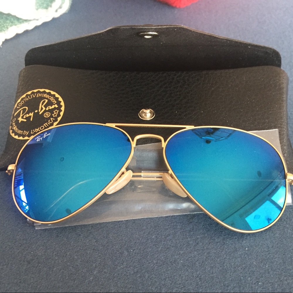 Ray Bans - Blue reflective aviators