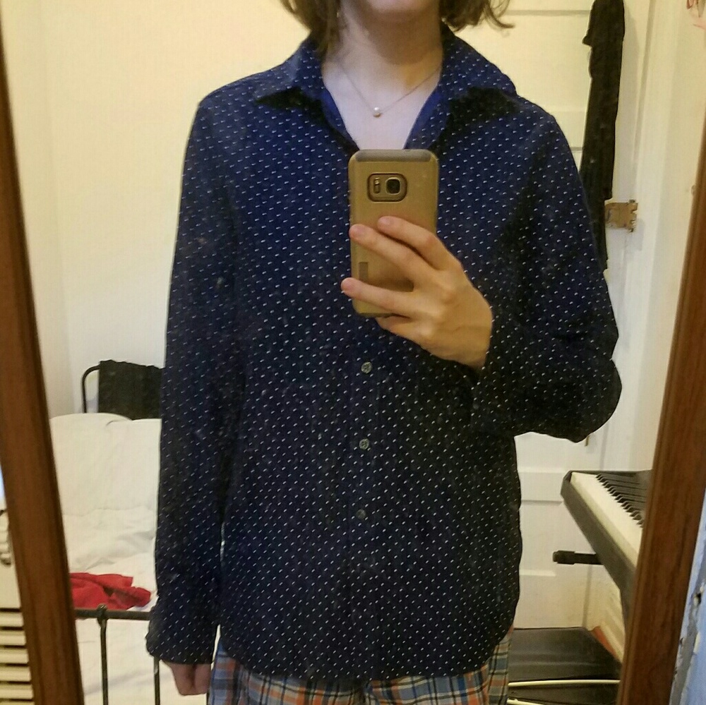 button down polka dot corduroy shirt