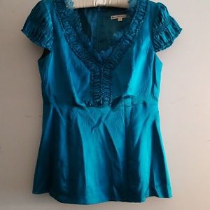Nanette Lepore teal peplum blouse
