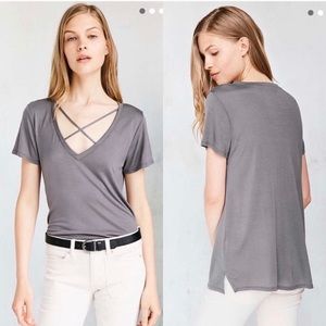 Grey cross-front tee, worn once.