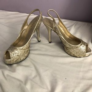 Gold Glitter Guess Heels