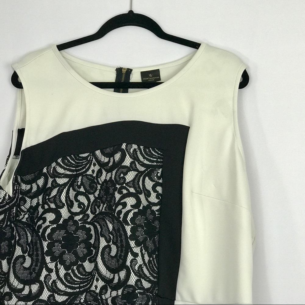 Peplum white & black top