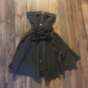 Olive green button down dress