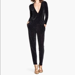 H&M black glittery long sleeve jumpsuit