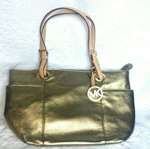 Michael Kors metallic gold tote