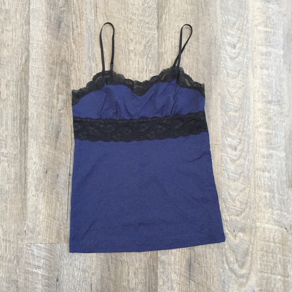 SOLD: Women's Blue & Black Lace Tank Top